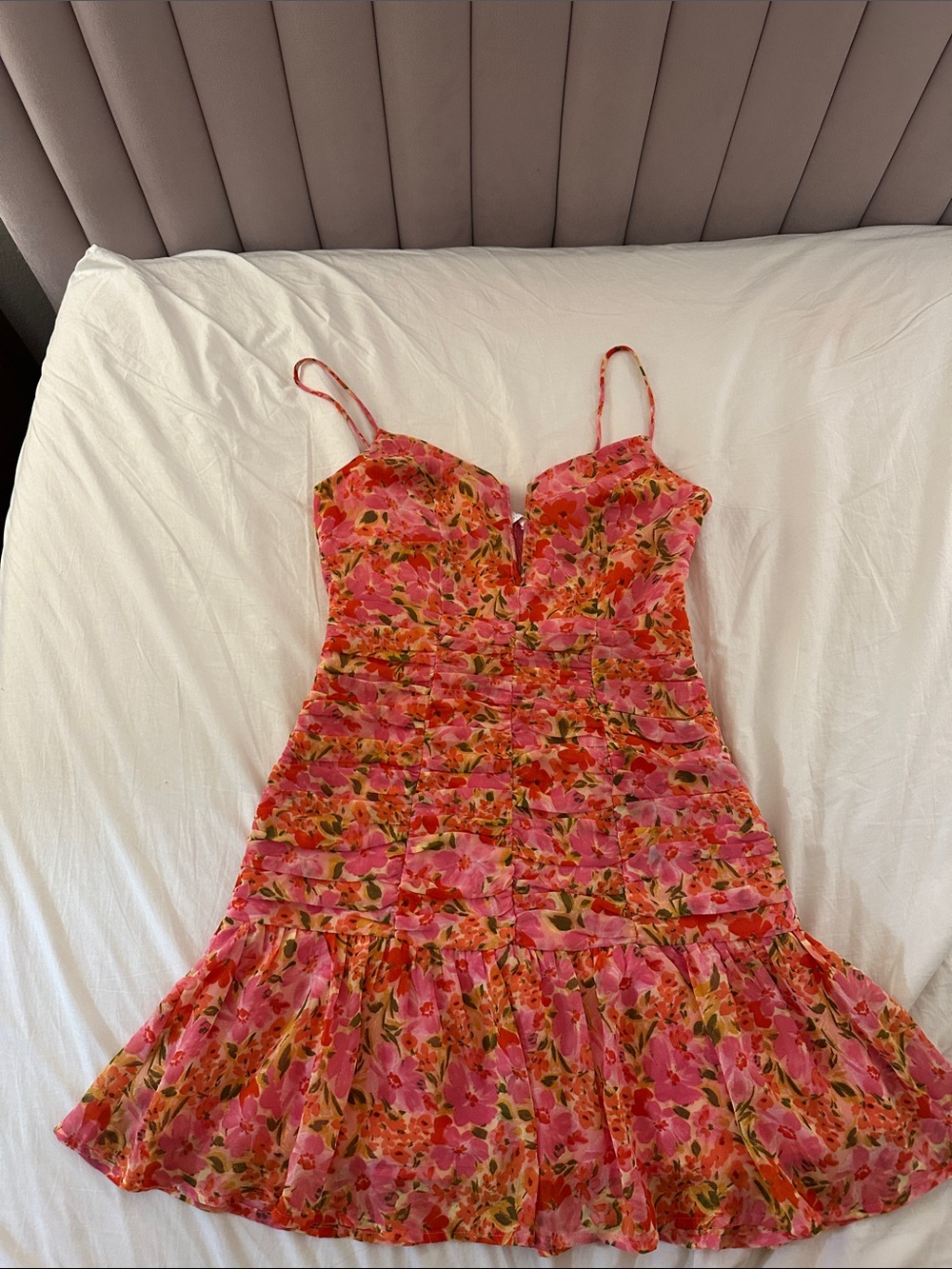 ASTR Floral Pink & Coral Spaghetti Strap Sundress